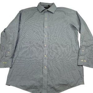 Ralph Lauren Mens 16 1/2 Black Label 32 / 33 Dress Shirt Blue Check Slim Stretch